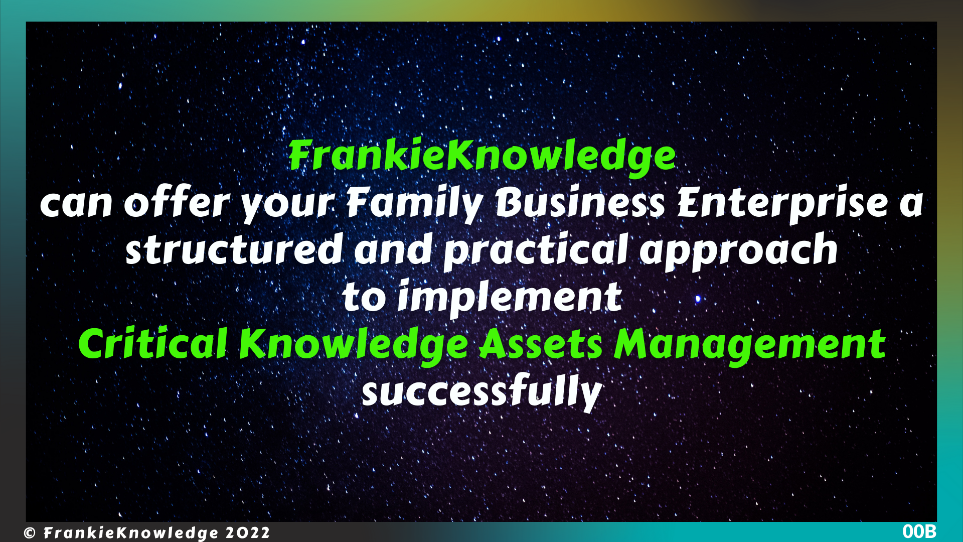 FrankieKnowledge can offer your Family Business Enterprise a structured and practical approach to implement Critical Knowledge Assets Management successfully